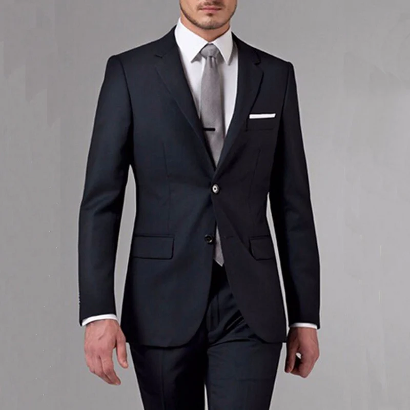 

Slim Fit Business Men Suits For Boyfriend 2 Piece Custom Groom Tuxedo For Wedding Black Man Fashion Jacket With Pants New