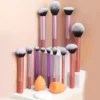 12-Piece Classic Full Makeup Brush Set with Angled and Teardrop Blenders, 1 Powder Puff - Professional Application Tools, Nylon 1