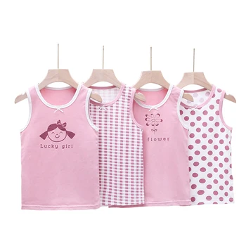 Alternative view of 2024 Girls Summer New Children's Wear Pure Cotton Crewneck Vest Strappy Tops Briefs Boxer Shorts Kid 3-8 Years Old