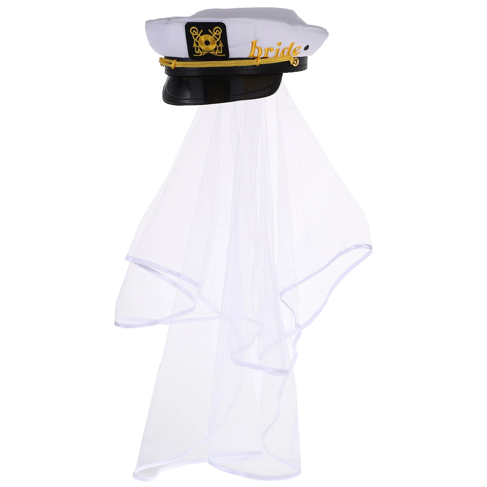 

Hat Bride Captain Veil Wedding Bachelorette Navy Party Sailor Nautical Cap White Hats Accessory A Hair Bridal Favors Hen Boat