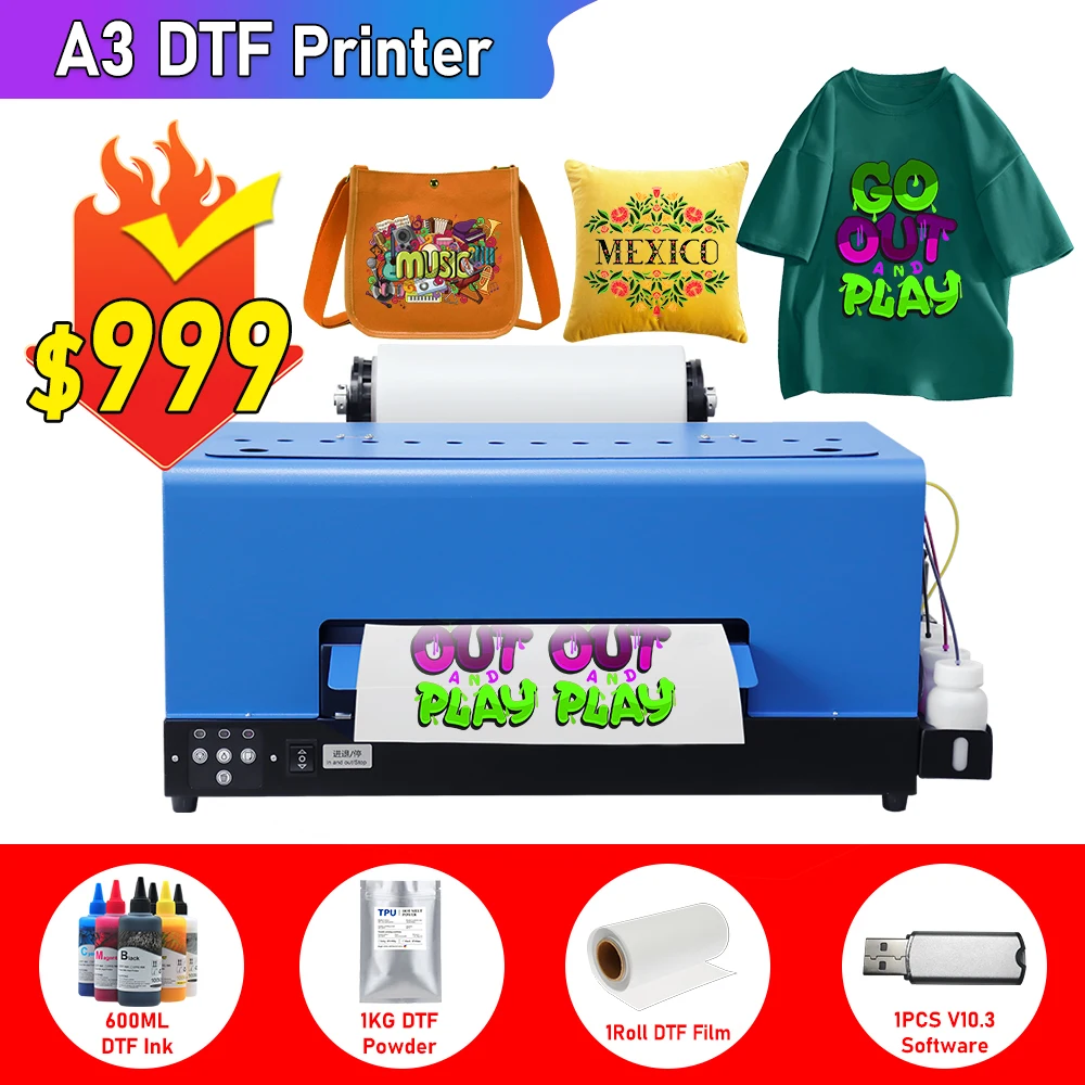 A3 Dtf Printer T Shirt Printing Machine Per Epson L805 Dtf Transfer Printer Con Roll Feeder Per T-Shirt Scarpe Jeans Dtf Print