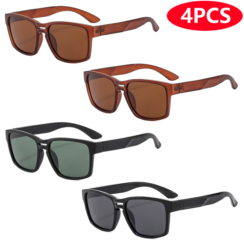 4 Piece Cycling Sports Sun Glasses Women Polarized Sunglasses Fashion Outdoor Fishing Square Sunscreen Eyeglasses Men Unisex