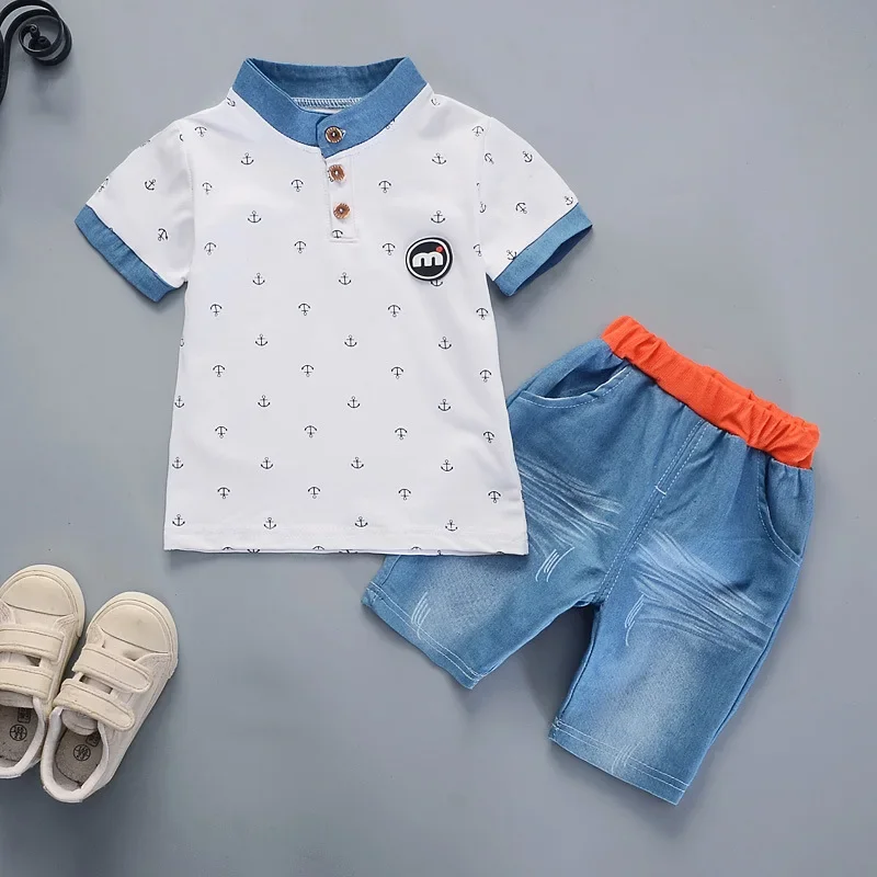 2 pieces Summer Boys Clothes Sets Baby Boy T-shirt Shorts Cotton Clothing