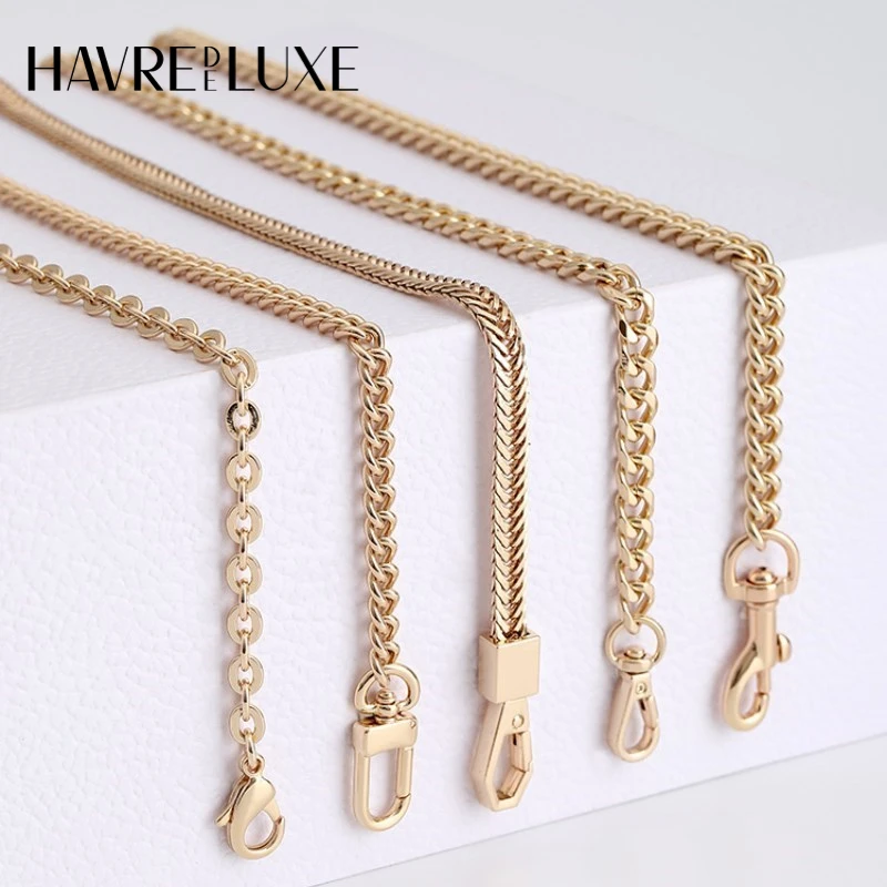 Golden Bag Chain Accessories Metal Extension Chains Underarm Crossbody Shoulder Belt Replacement Bags Strap For Women's Bag