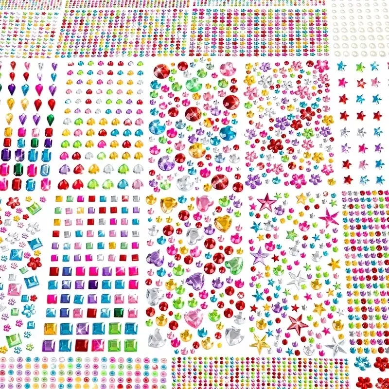 Selbstklebende Strass-DIY-Aufkleber – bunte Acryl-Edelstein-Glitzer-Aufkleber, multifunktionale wiederverwendbare Bastelaufkleber – Detail 14