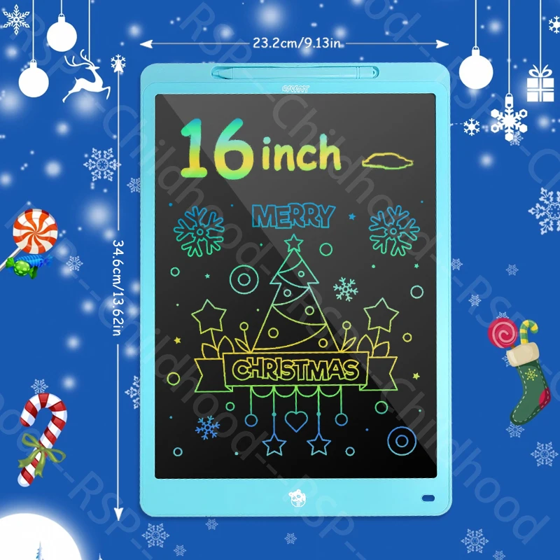 16 Inch LCD Writing Tablet Large Electronic Color Drawing Board Erasable Screen Perfect Educational Toys Birthday Christmas Gift