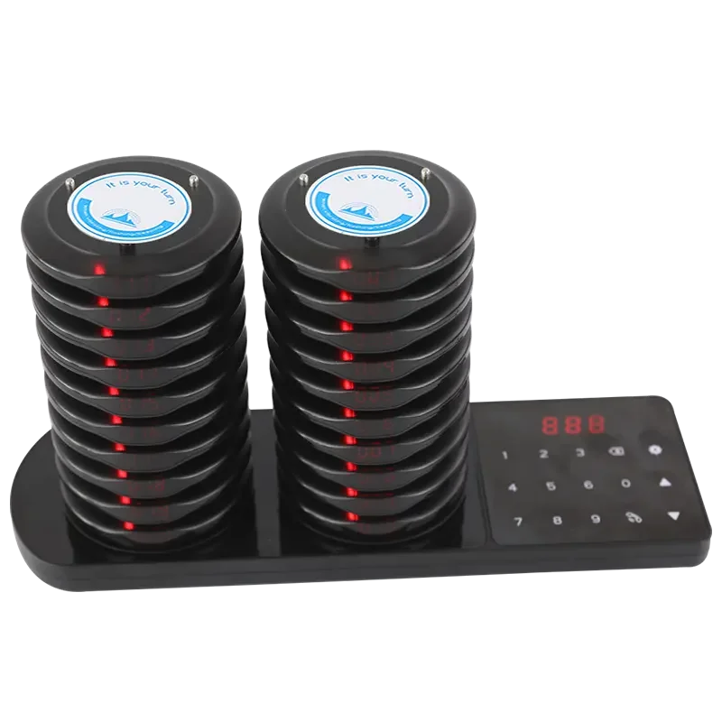 Wireless Restaurant Pager Calling System Dual Charging Base 20 Round Coaster For Customer Food Truck Cafe Church Food Court