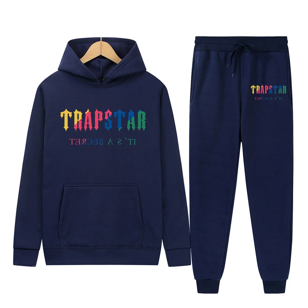 Autumn/Winter Brand TRAPSTAR Tracksuit Men's Hoodie Sports Sets Fashion  Rainbow Plush Embroidery Fleece Sweatshirt Sweatpants - AliExpress
