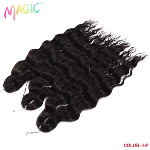 Anna Synthetic Hair 24 Inch Water Wave Braiding Hair Extensions Ombre Blonde Deep Wave Afro Curl Twist Crochet Hair for Women - Image 27