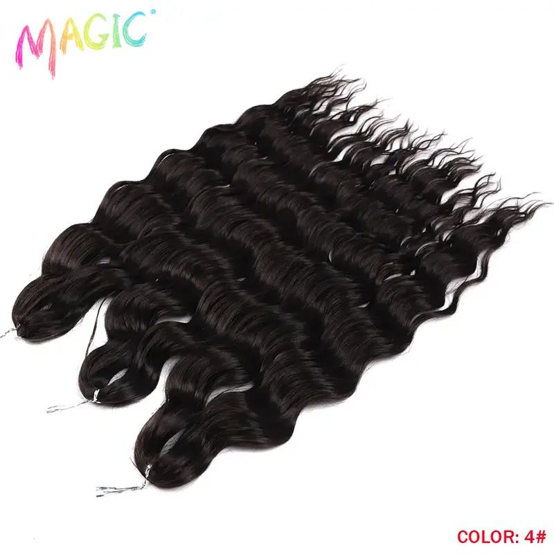 Anna Synthetic Hair 24 Inch Water Wave Braiding Hair Extensions Ombre Blonde Deep Wave Afro Curl Twist Crochet Hair for Women - Image 27