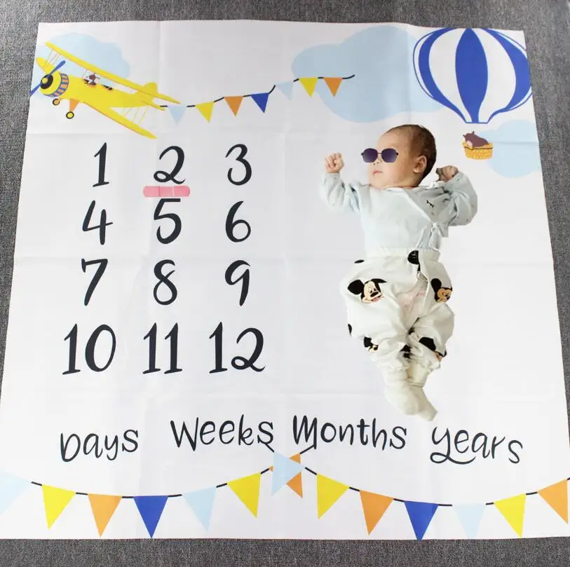Newborn Baby Monthly Growth Milestone Blanket Photography Accessories for Rug Baby Boy Girls Photography Props Background Cloth 4