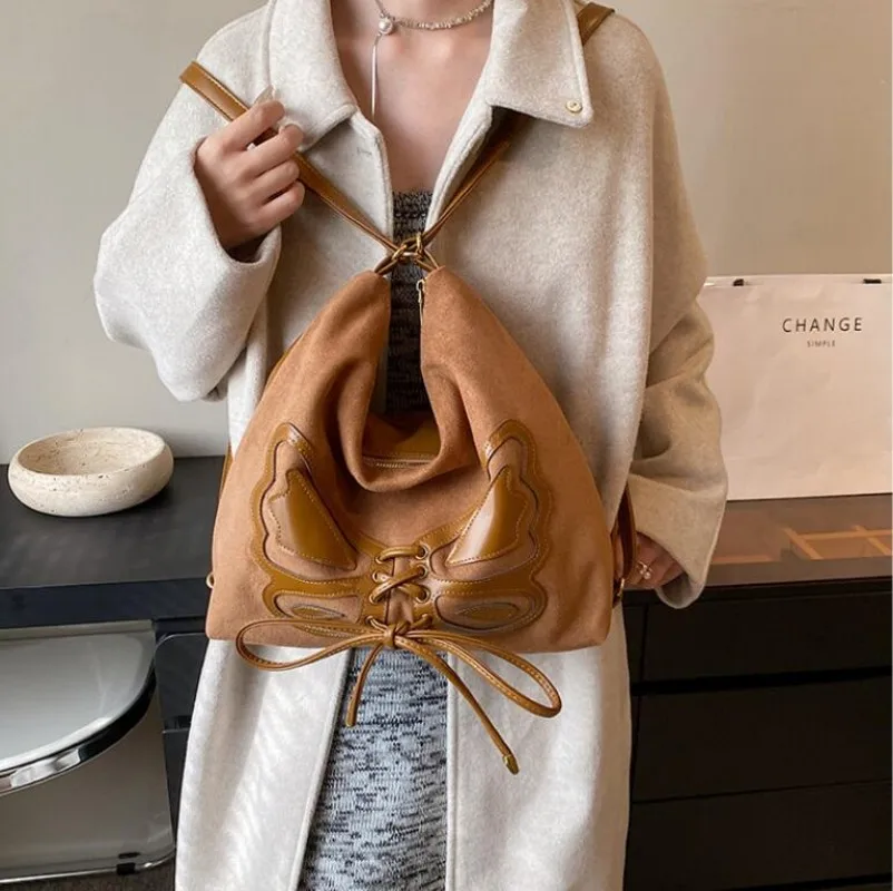 

Высококачественная вместительная сумка для женщин, замшевый многофункциональный рюкзак, сумка на одно плечо, стандартная сумка для покупок