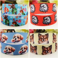 22mm 25mm 38mm dog cartoon printed Grosgrain Ribbon for DIY Hair Bows Merry Party Gift Decoration Material 10 Yards satin Ruban