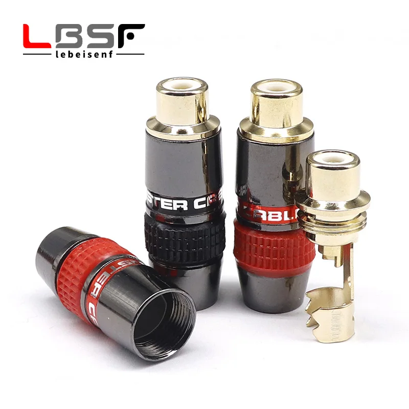 2Pcs/1Pairs Monster Copper Spina Femmina Rca Placcata In Oro Spina A Saldare Lotus Presa Prolunga Audio E Video Cablaggio Rca Femmina