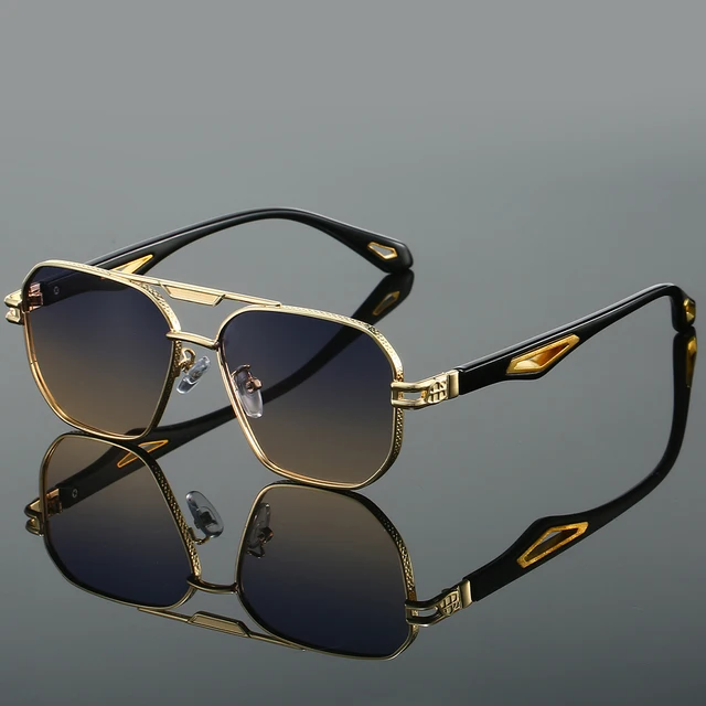 KAMMPT Vintage carré lunettes de soleil hommes nouveau classique Double pont dégradé nuances à la mode rétro marque concepteur en plein air lunettes de soleil 1