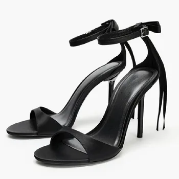 2026 Designer Ankle Strap Heeled Sandals Women Elegant Back Bow Decoration Stiletto Heels Sexy Open Toe Party Dress High Heels 1