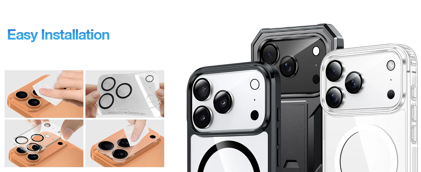 3 Pack For iPhone 17 Pro Max iPhone 17 Pro Camera Lens Protector Drop Protection Friendly 9H Transparent Tempered Cover Screen