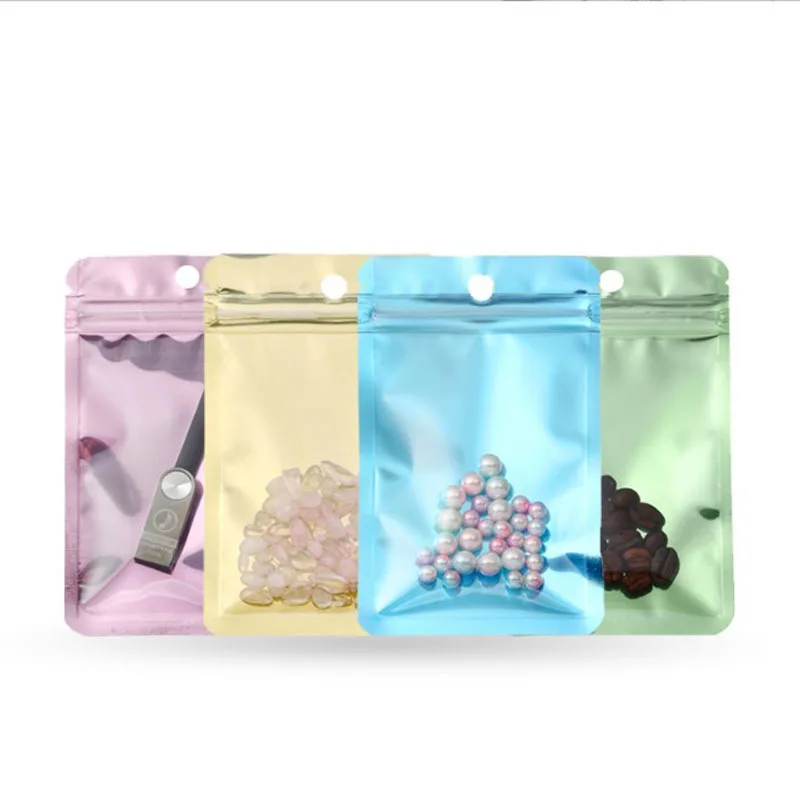 

1000Pcs/Lot Clear Front Colorful Aluminum Foil Bags Zip Lock Package Bag Food Grocery Mylar Ziplock Plastic Package Bags