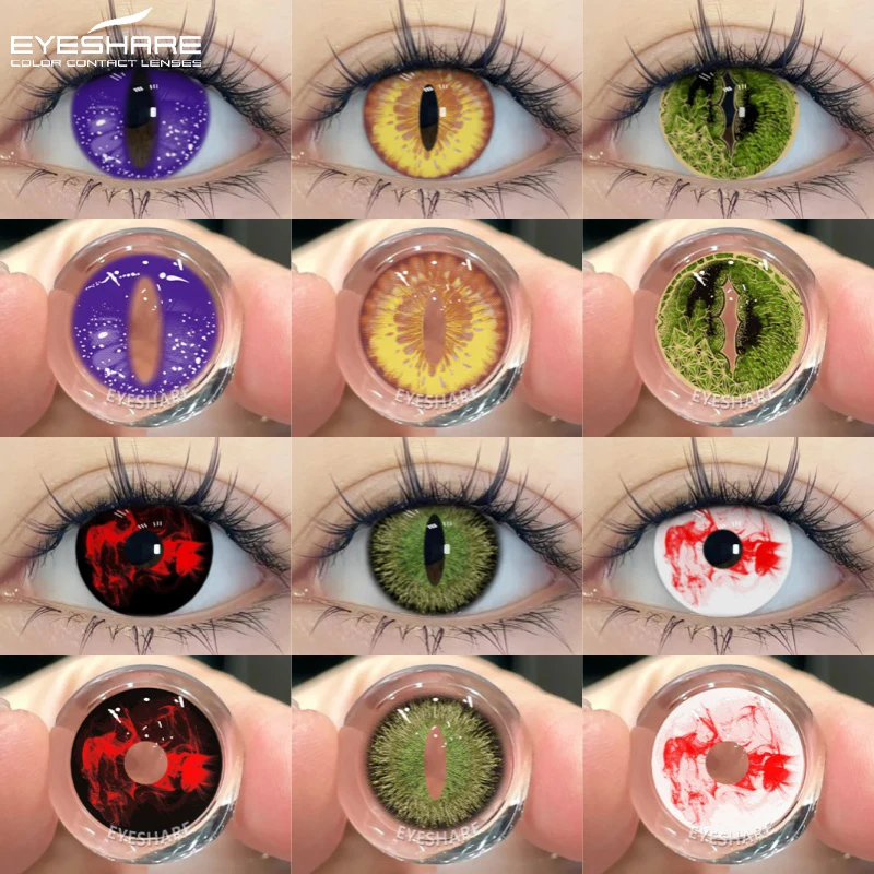 Vibrant Red Cosplay Contact Lenses - Colored Anime Eye Makeup