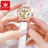OLEVS Top Brand Mechanical Women Watch Fashion Switzerland Luxury Brand Ladies Wrist Watch Automatic Leather Strap Gift 5