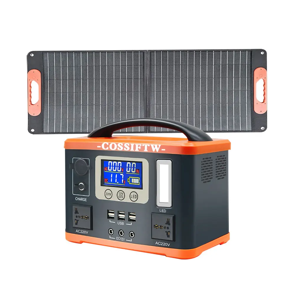 

COSSIFTW 500W Portable Power Station Solar Generator With 100W Foldablel Solar Panel AC Outlets for Outdoor Camping RV Home