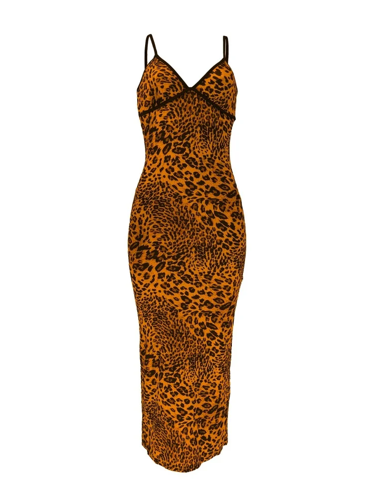 Wmstar Women Dress Wholesale Leopard Print V Neck Summer New Fashion Long Bodycon Maxi Elegant Dress 2025 Drop Shopping
