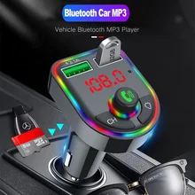 

2022 Ambient Light Bluetooth 5.0 FM Transmitter Car MP3 Player Wireless Handsfree Audio Receiver USB Fast Charge TF U Disk play