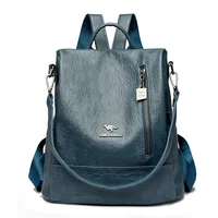 Brand Vintage Women Backpack Leather Backpacks School Bags for Teenage Girls Multifunction Shoulder Bags Ladies Travel Backpack 1