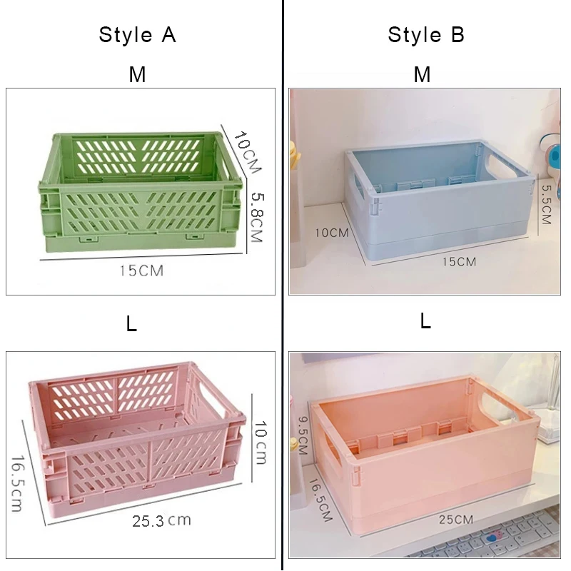 Mini Baskets Shelf Stacking Folding Crate Bin for Bedroom Small Plastic  Storage Baskets for Home Kitchen Bathroom Office - AliExpress