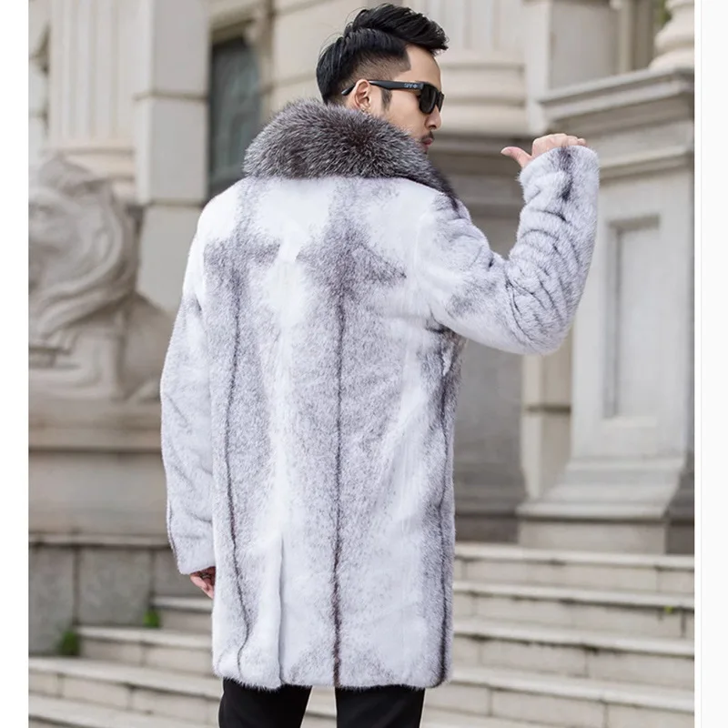 High Quality Winter Warm Faux Fur Coat Men Fur Collar Thick