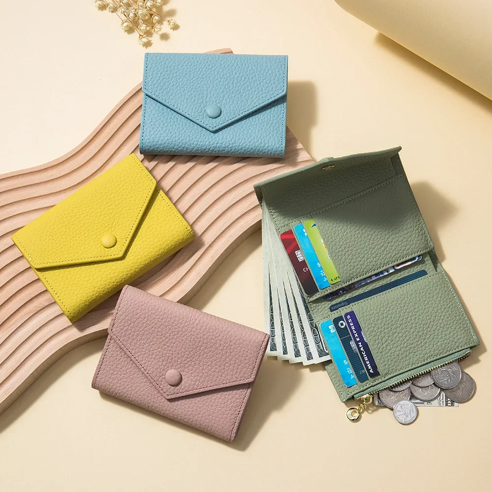 Wallet for Women Short Purse Multi-card Slot Card Holder Coin Purse Billfold Fashion Simple Women's Trifold Envelope Snap Wallet