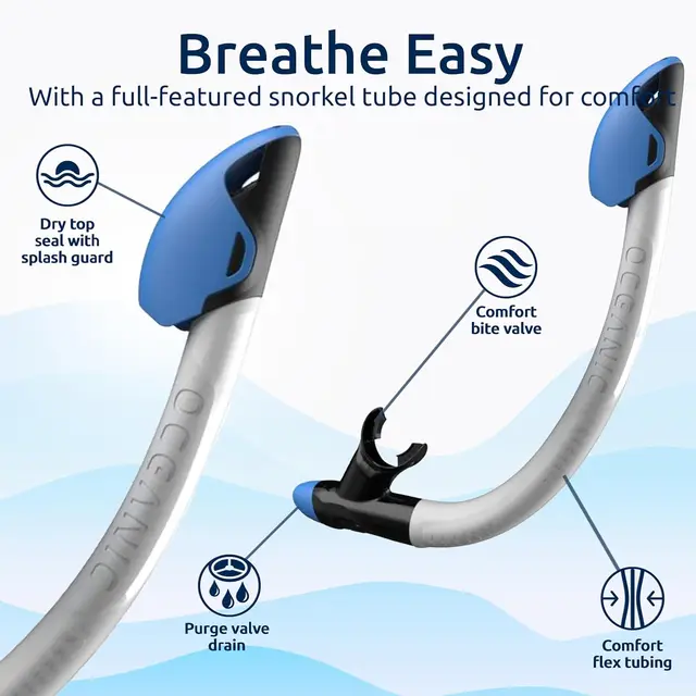 20328-91d421.jpg Snorkeling Set with Panoramic Wide View Tempered Glass Mask, Snorkel, Fins and Mesh Carry Bag for Scuba Diving