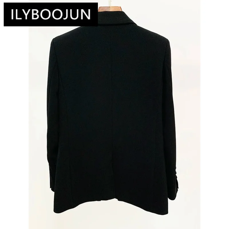 ILYBOOJUN 여성용 단추 블레이저, 라인석 다이아몬드, 스트라스 비즈, 최신 패션 디자이너 재킷, 2024
