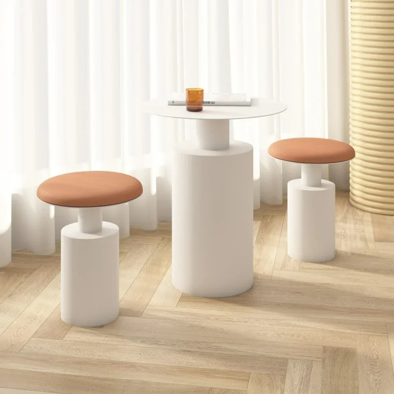 

Ins Cream Wind Stools: Leisure Area Tea Table Combination Milk Tea Shop Low Stool Art Simple Dining Furniture Design-Focused
