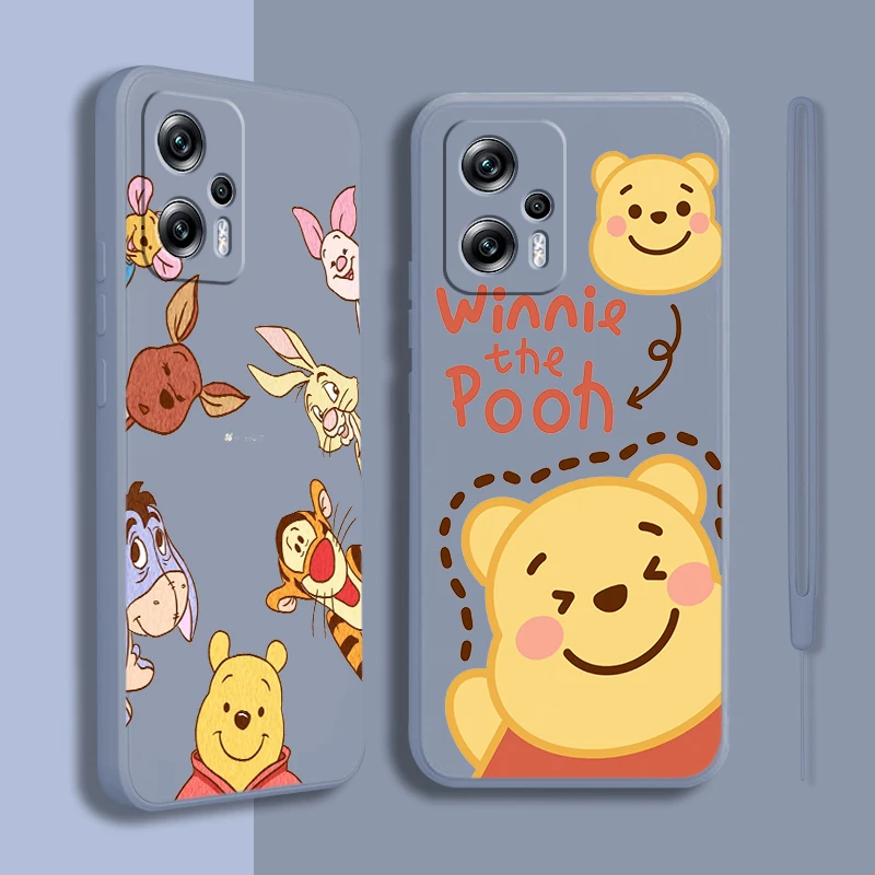 

Winnie the Pooh Funny Phone Case Xiaomi POCO M5 M4 X4 F4 C40 X3 NFC F3 GT M4 M3 M2 Pro C3 X2 4G 5G Liquid Rope Cover Coque Capa