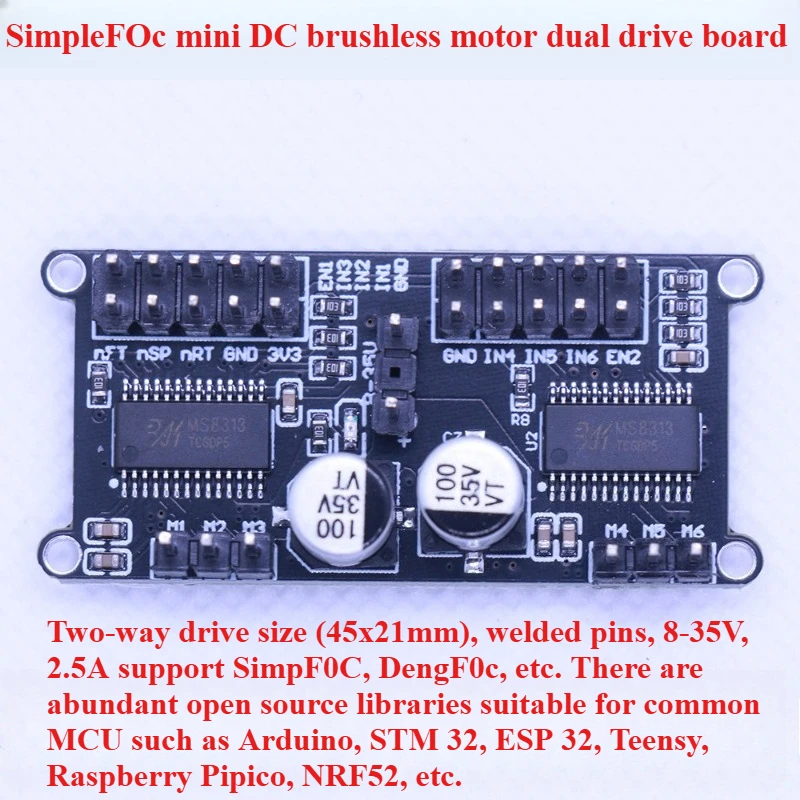 SimpleFOCMini 듀얼 채널 DC 브러시리스 모터 드라이브 보드 FOC ..