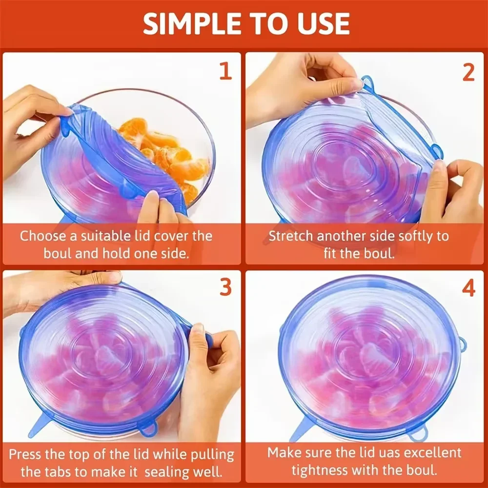Food Cover Silicone Six-Piece Set Fresh-Keeping Stretch Bowl Cover Refrigerator Microwave Sealed Fresh-Keeping Film