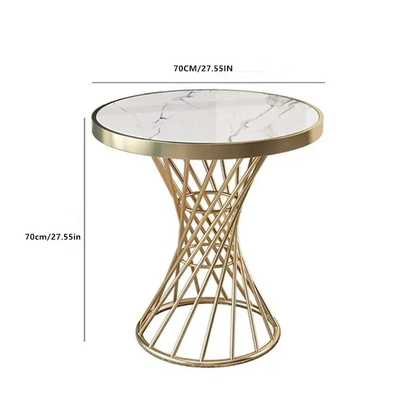 Nordic Simple Leisure Circular Edge Corner Table Imitation Marble Coffee Desk Furniture For Balcony Bedroom Decor