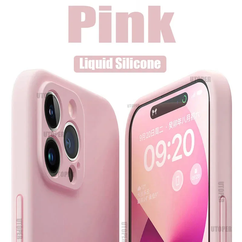 thumbnail image 1 of Funda de silicona líquida original para iPhone 16, 15, 14, 13, 12, 11 Pro Max Plus, suave, flexible, a prueba de golpes, de alta calidad, 1 of 5