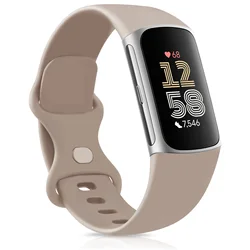 Premium Soft TPU Watch Strap - Stylish Replacement Bracelet - Charge 6 (Milk tea)