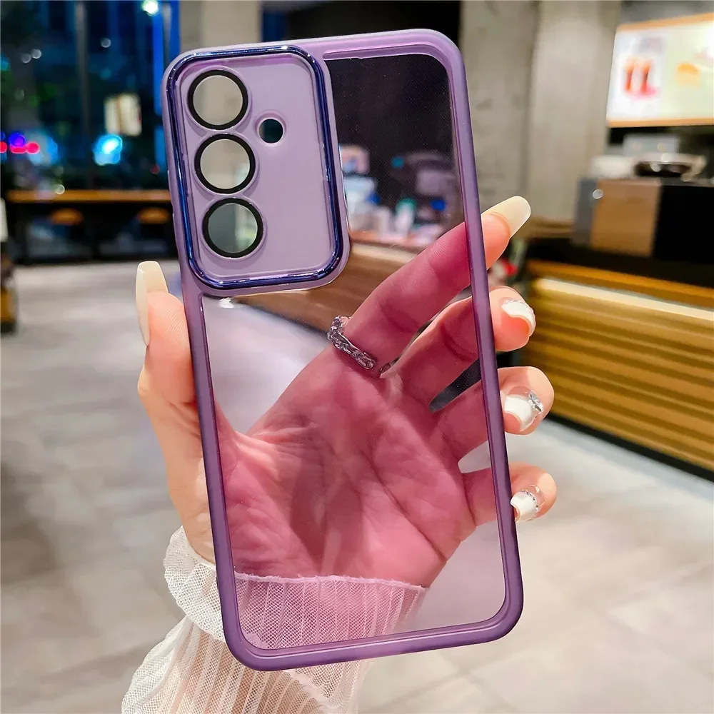 Phone Case For Samsung S23 Ultra S24 S21 FE S22 Plus M13 M33 M53 M14 M54 A55 Camera Protection Film Transparent Silicone_voghion.com