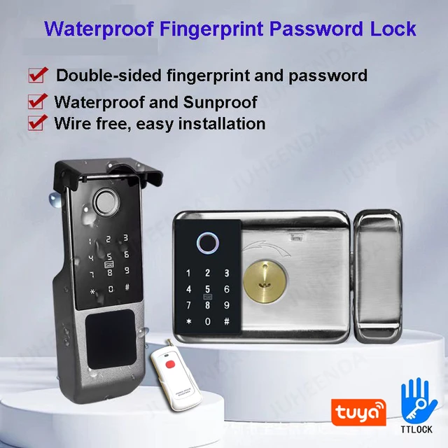 Outdoor Tuya Wifi Waterproof Smart Door Lock Double Side Fingerprint Sensor Digital Code IC Card TTLock App Electronic Gate Lock 1