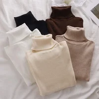 Korean High Collar Knitted Long Sleeve Base Shirt Pure Color Slimming Versatile Underwear Elegant Inner Long Top Women's Fashion - Image 4