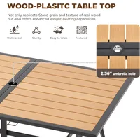 5/7/9-Piece All-Weather Rattan Patio Dining Set with 60" Wood Table Top, Removable Cushions & Umbrella Hole - Outdoor Furniture 2