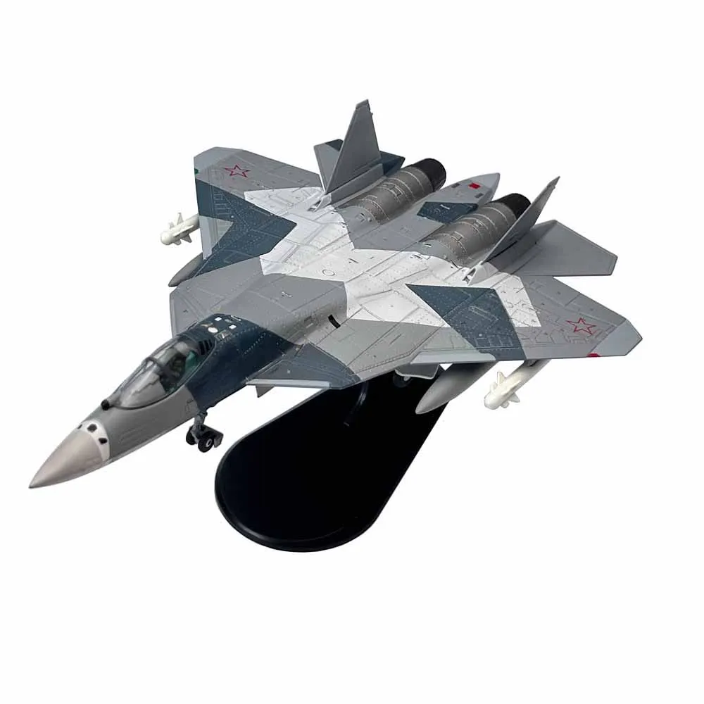 Scala 1/100 Russo Su57 Sukhoi Su-57 Fighter Jet Airplane Metal Military Plane Toy Model Collection Ornamento Regalo