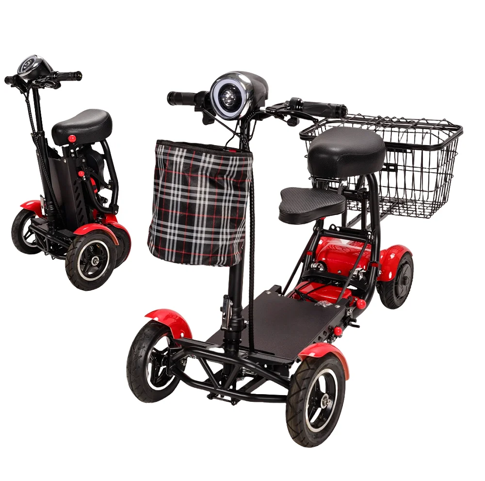 Lightweight 4-Wheel Electric Mobility Scooter Portable and Comfortable Vehicle for the Disabled Easy Foldable Design