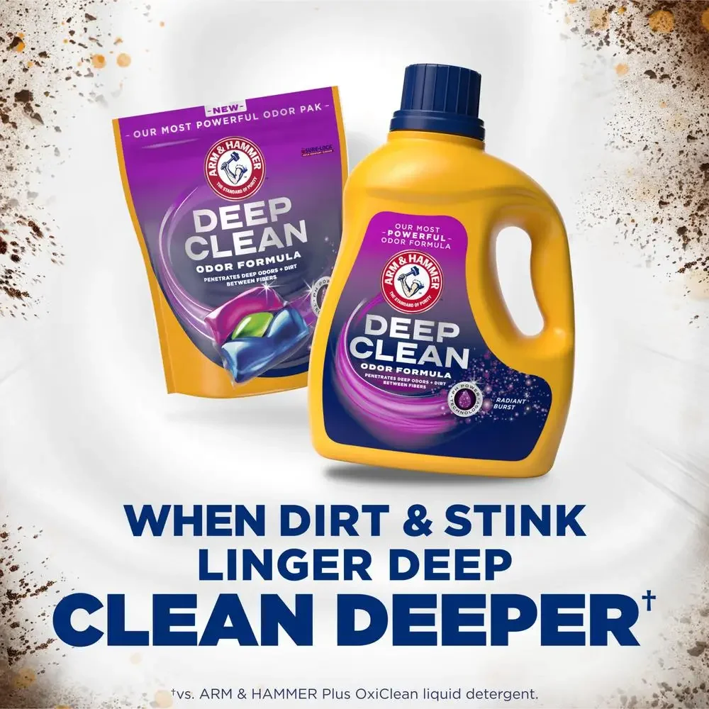 Deep Clean Odor Formula Radiant Burst Liquid Laundry Detergent 102 oz 68 Loads Penetrates Stains All Machines Effective Remover