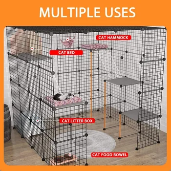 Door for Cats Cat Cage Large DIY Indoor Pet Home Small Animal House Detachable Playpen With 3 Doors 5 Tiers for 1-5 Cat Network 3