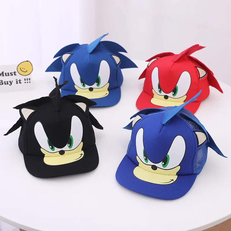 

Children's Hat Sonic Baseball Cap New Style Cartoon Flat Brim Hat for Boys and Girls, Versatile Fashionable Hip-Hop Hat