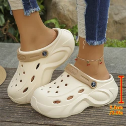 Chunky Platform Clog Sandals: Women's Summer Soft Thick Sole Beach Slides, Non-Slip EVA Wedge Slippers - 38-39 (Khaki)